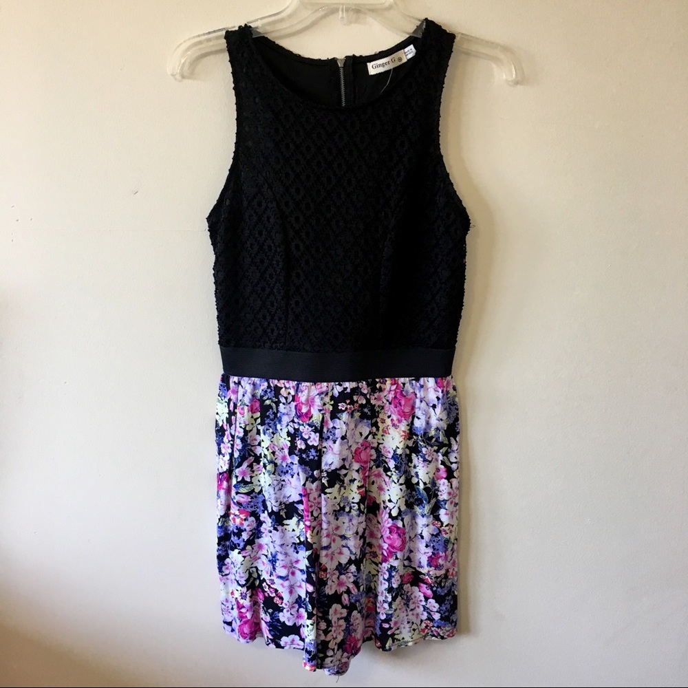 NWOT Black and Floral Romper - Medium